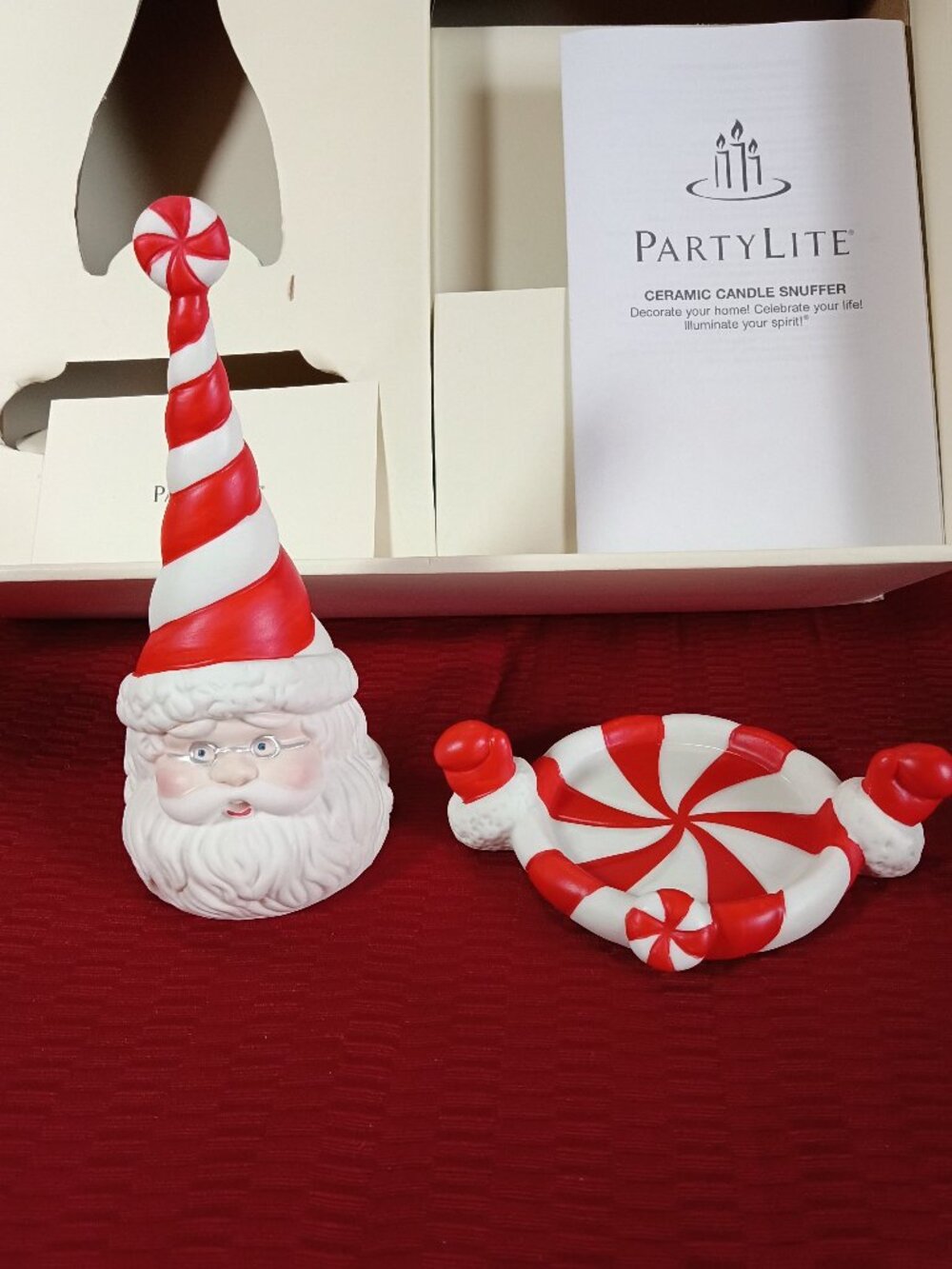 PartyLite P95294 Santa Sweets & Treats Gift Set Candle Snuffer Candy Dish NIB